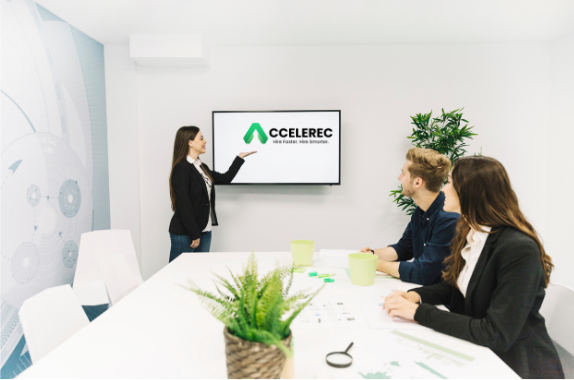 Customer support team helping recruiter over video call